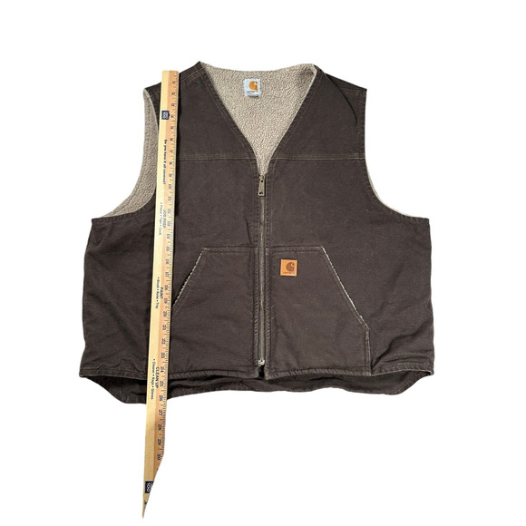 Carhartt Canvas Fleece Sherpa Lined Vest Size 2XL Brown Mens V26-DK8 Outdoor - Picture 6 of 8